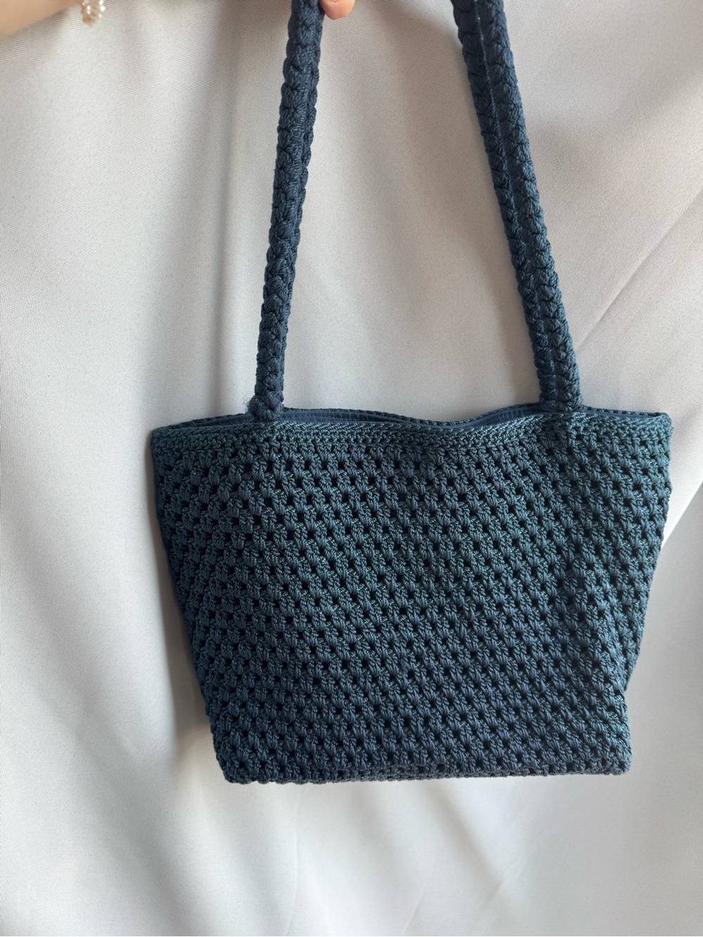 Handcrafted Navy Crochet Shoulder Bag - Women